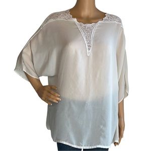 Vintage 80s 90s ivory lace detail blouse